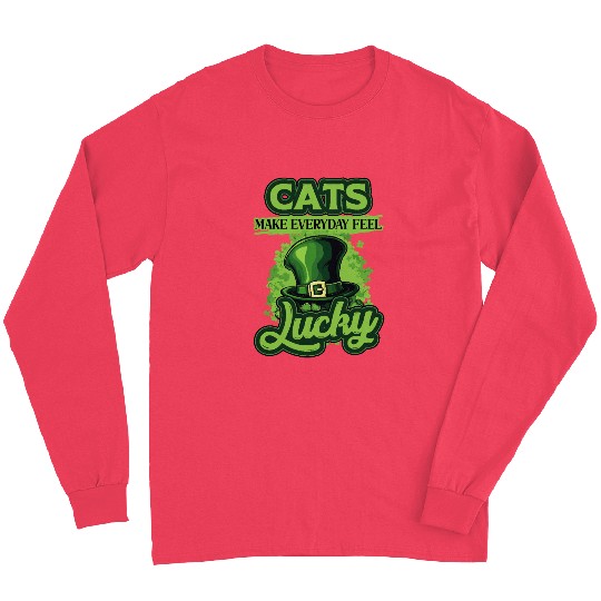 Cats Make Everyday Feel Lucky St Patricks Day Long Sleeves