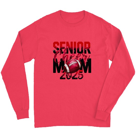 Red Senior Cheer Mom 2025 Football Design Mom Life Long Sleeves