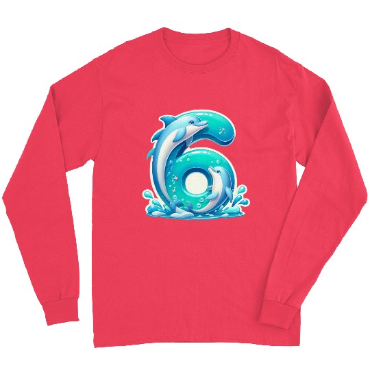 Ocean-Themed Number 6 Kids Design Long Sleeves