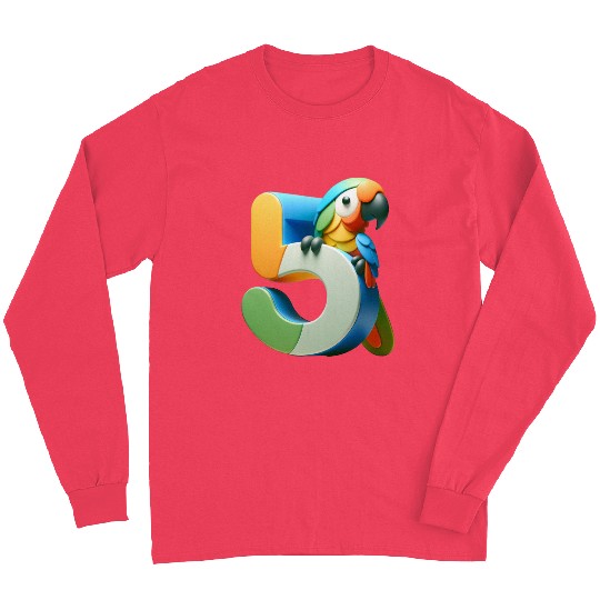 Colorful Number 5 Kids Learning Design Long Sleeves