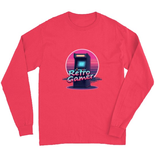 retro gamer in retro style oldschool gamer Long Sleeves
