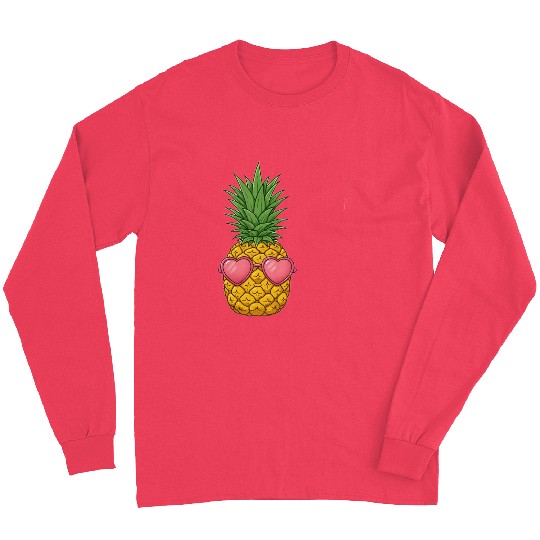 A cute pineapple with heart-shaped sunglasses. Long Sleeves
