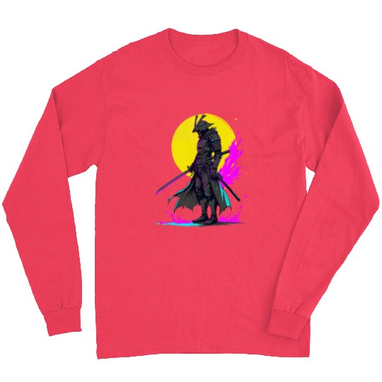 Cyberpunk Samurai Warrior Neon Art Design Long Sleeves