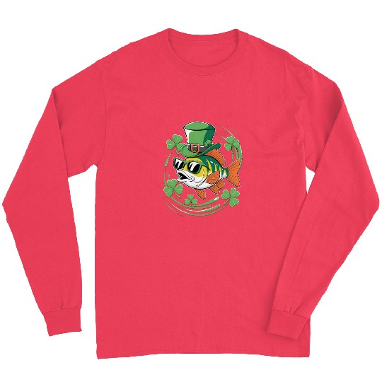 St. Patrick's Day With Fish And Clover Leaves Long Sleeves