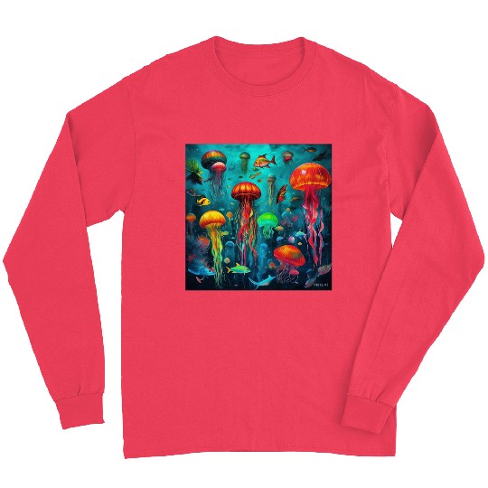 Jellyfish atomic and neon. Long Sleeves