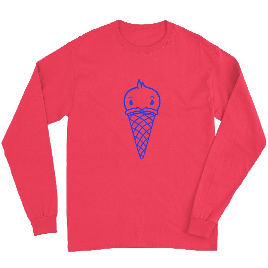 Bird Ice Cream Waffle Scoops Summer Yummy eating Long Sleeves