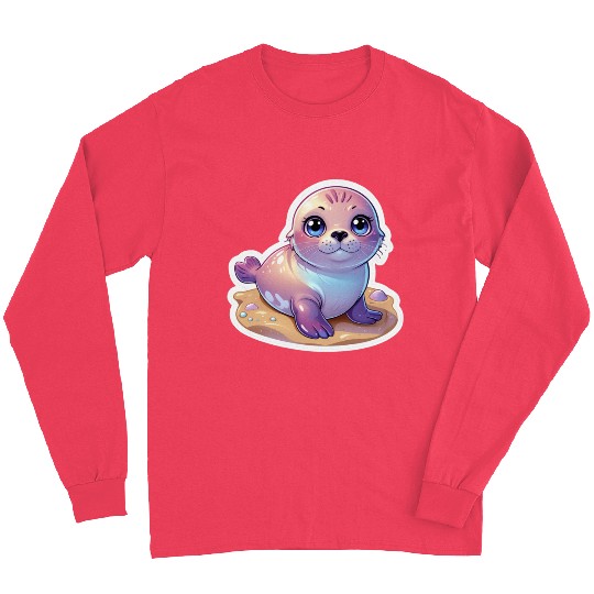 Adorable Seal Sticker Long Sleeves