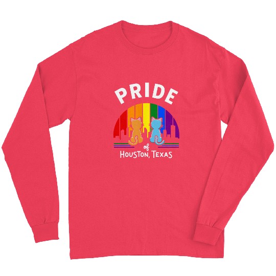 Pride of Houston City Texas USA Rainbow Flag Long Sleeves