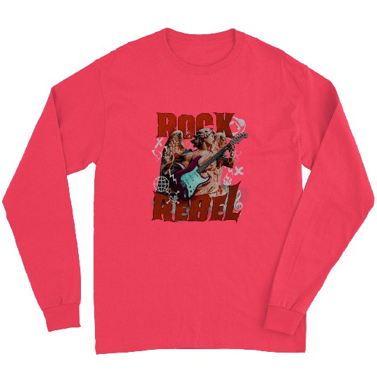 Rock Angel Rebel - Guitar Skull Music Design Long Sleeves