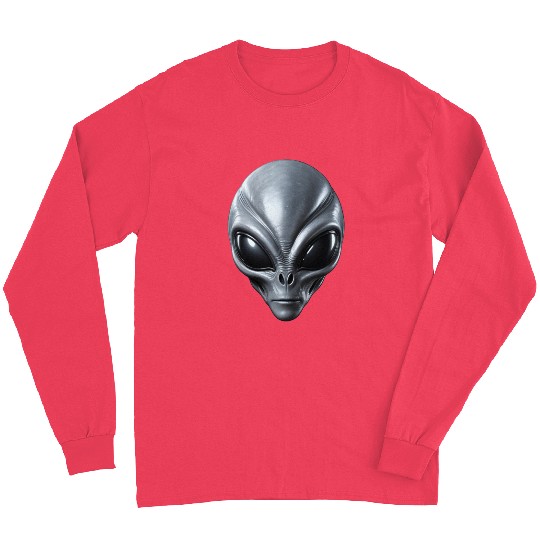 Real Grey Alien Extraterrestrial Face Long Sleeves