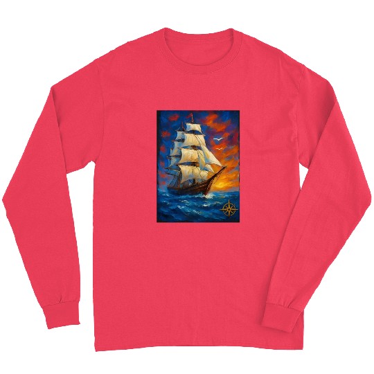 Acrylic Style Ship Art Painting Long Sleeves