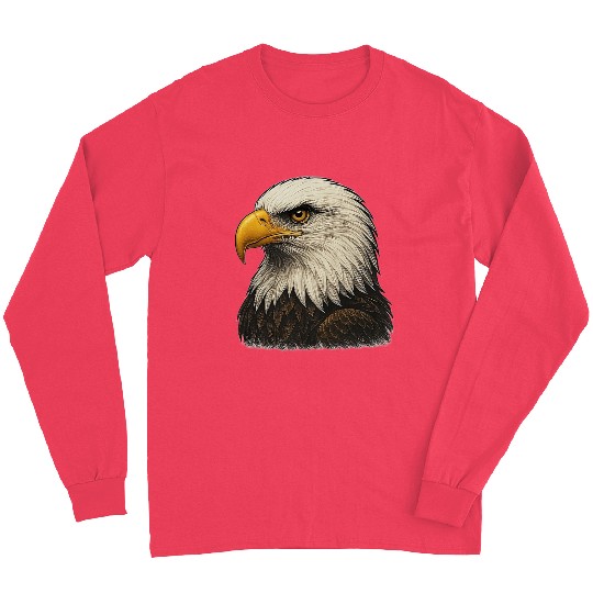 Majestic Bald Eagle Head Illustration Long Sleeves