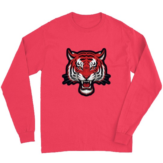 Savage Red Tiger Head – Fierce Wild Beast Long Sleeves