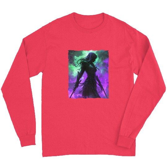 Mystical Assassin Woman In Violet Fog Fantasy Long Sleeves