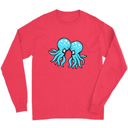 2 Octopus friends Two fighting enemies Rivals Team Long Sleeves
