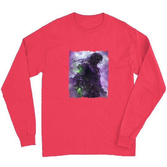 Shadow Elf with Purple Aura and Magic Power Long Sleeves