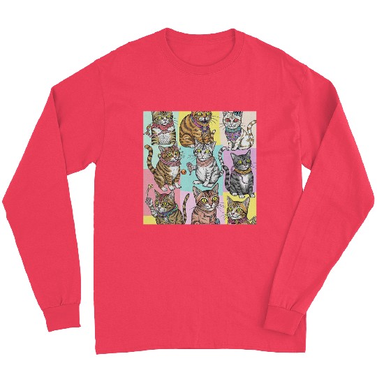 Psychedelic Cat Collage Long Sleeves