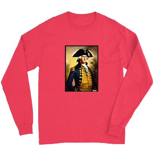 George Washington in revolutionary bttlefield a Long Sleeves