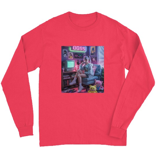 Y2K Gamer Girl Vibes – Retro Tech & Neon Room Aest Long Sleeves