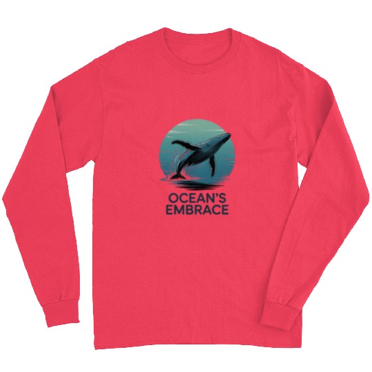 Ocean’s Embrace – Majestic Whale Retro Ocean Long Sleeves
