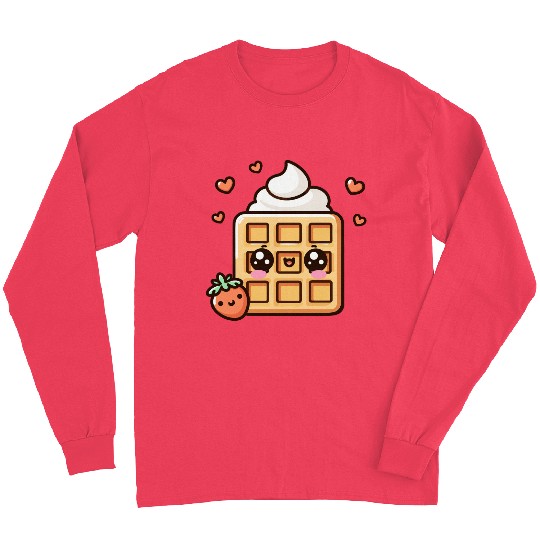 Kawaii Dessert Waffle with Strawberry Long Sleeves