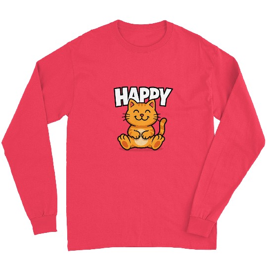 Joyful Cat Illustration Long Sleeves Design