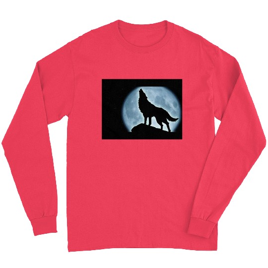 Wolf howling in the moonlight Long Sleeves