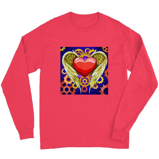 Mechanical Heart with Angel Wings Long Sleeves