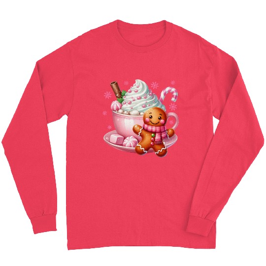 Whimsical Holiday Hot Chocolate Scene Long Sleeves