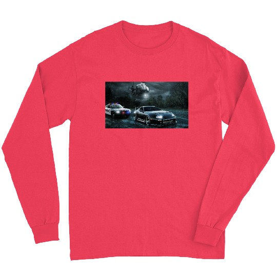 Night Chase with Speeding Sports Car Long Sleeves
