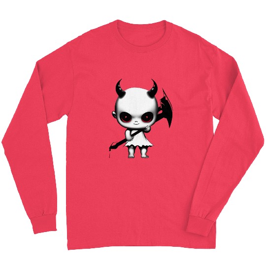 Cute Demon Baby with Horns and Bat Wings Long Sleeves