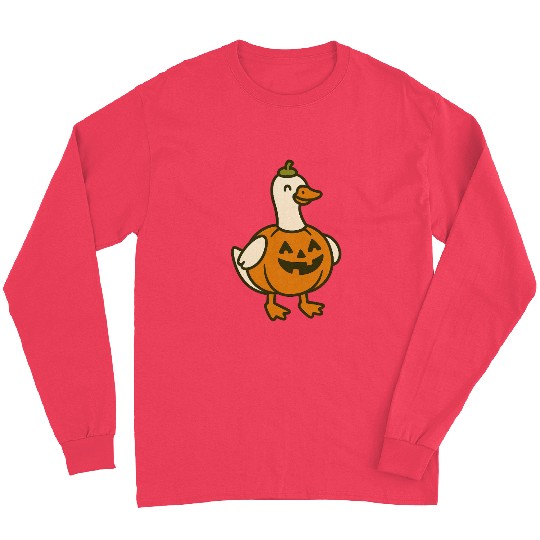 Spooky Halloween Duck in Pumpkin Costume Long Sleeves