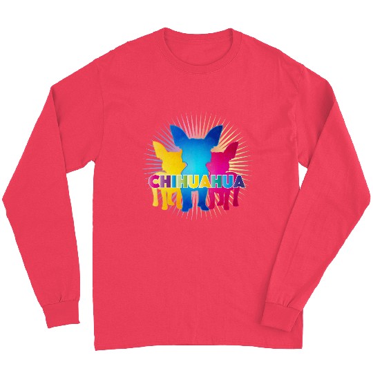 Colorful Chihuahua Silhouettes with Lettering Long Sleeves