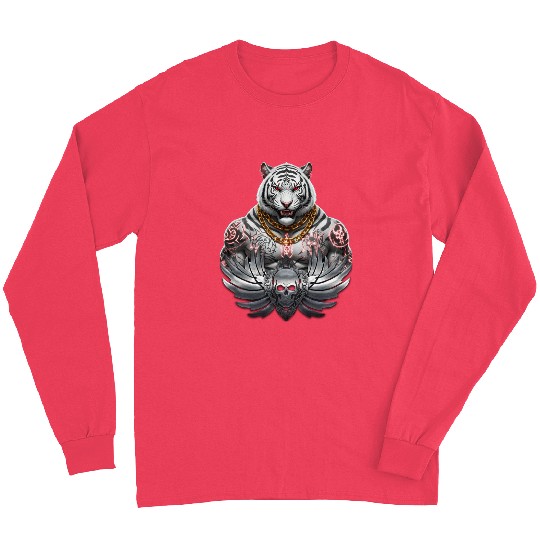 Fierce White King Tiger Tattoo  Long Sleeves