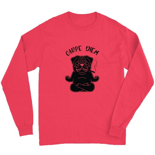 Meditative Pug with 'Carpe Diem' Text Long Sleeves