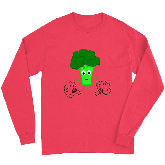 Whimsical Broccoli Character Design Long Sleeves