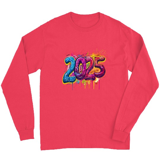 Colorful 2025 Graffiti Style Celebration Long Sleeves