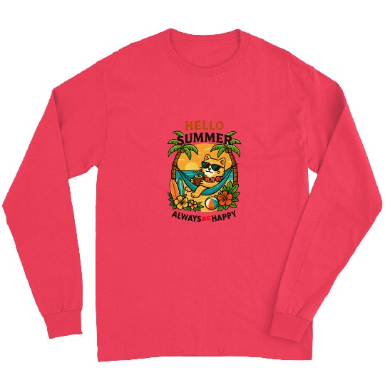 Summer Cat Relaxing in Paradise Long Sleeves