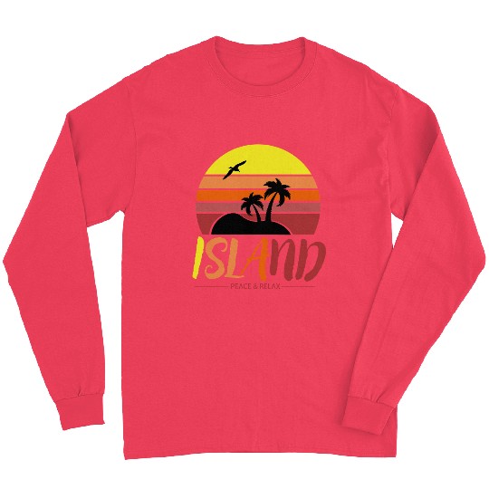 Tropical Sunset Island Design Long Sleeves