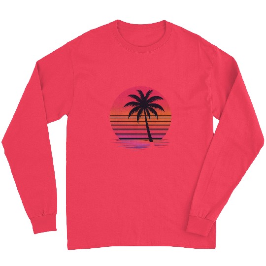 Tropical Sunset Palm Silhouette Long Sleeves