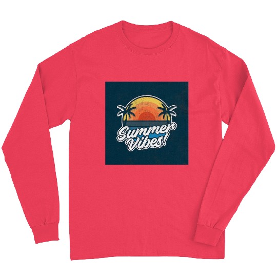 Sunset Beach Summer Vibes Design Long Sleeves