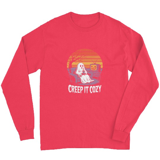 Creep It Cozy Funny Ghost Vintage Halloween Long Sleeves