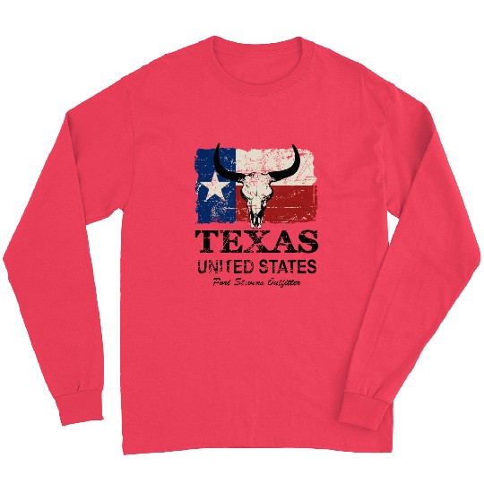 Texas Bull Flag - Vintage Look Long Sleeves