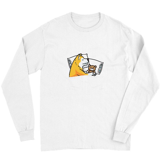 Akita Inu Dog With Stuffed Animal Sleeping Long Sleeves