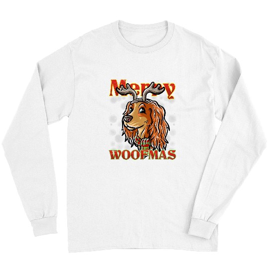 Dog Cocker Spaniel Merry Woofmas Cocker Spaniel Rentier Hund Weihnachten Hunde Long Sleeves
