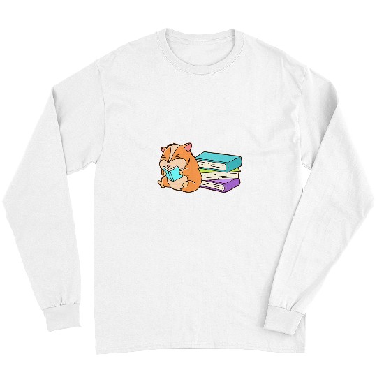 Reading Book Hamster Rodent Bookworm Bookworm Reader Long Sleeves