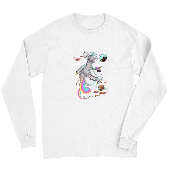 Donkey Riding Unicorns Food Pizza Space Party Planet Cute Long Sleeves