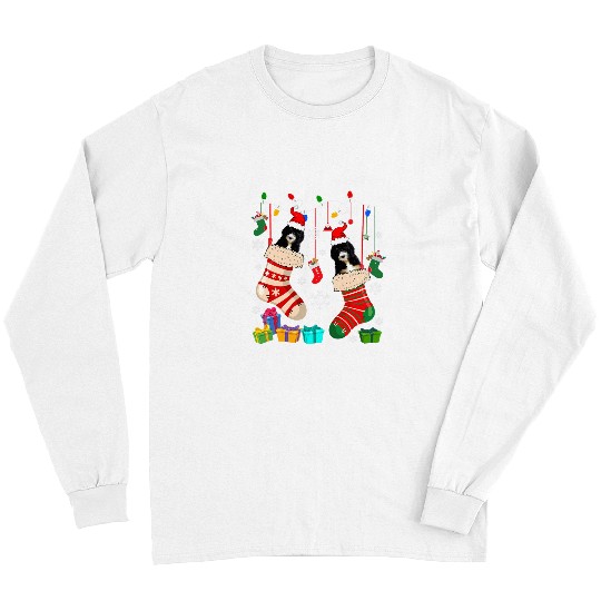 Two Santa Bernedoodle Dogs In Christmas Socks Lover Owner Long Sleeves