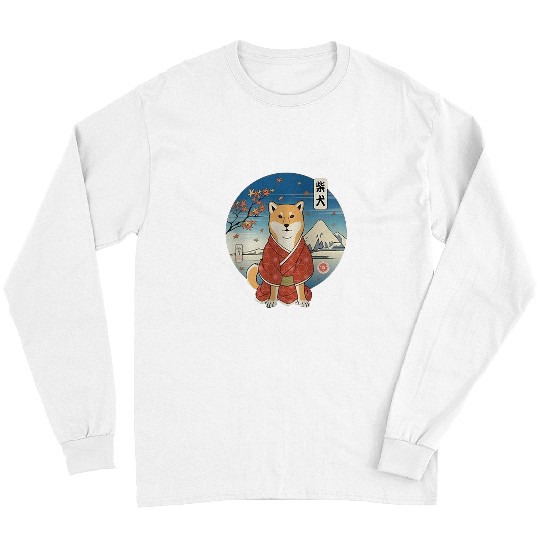 dog shiba inu samurai ukiyoe samurai dog akita samurai Long Sleeves