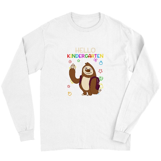 Funny Sloth Hello Kindergarten Student Back To School Long Sleeves